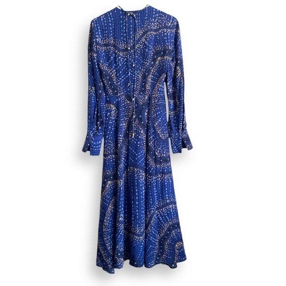 Altuzarra Mila Dress 36 Silk Asymmetric Ruched Long Sleeve Printed Midi Dress - Picture 9 of 16